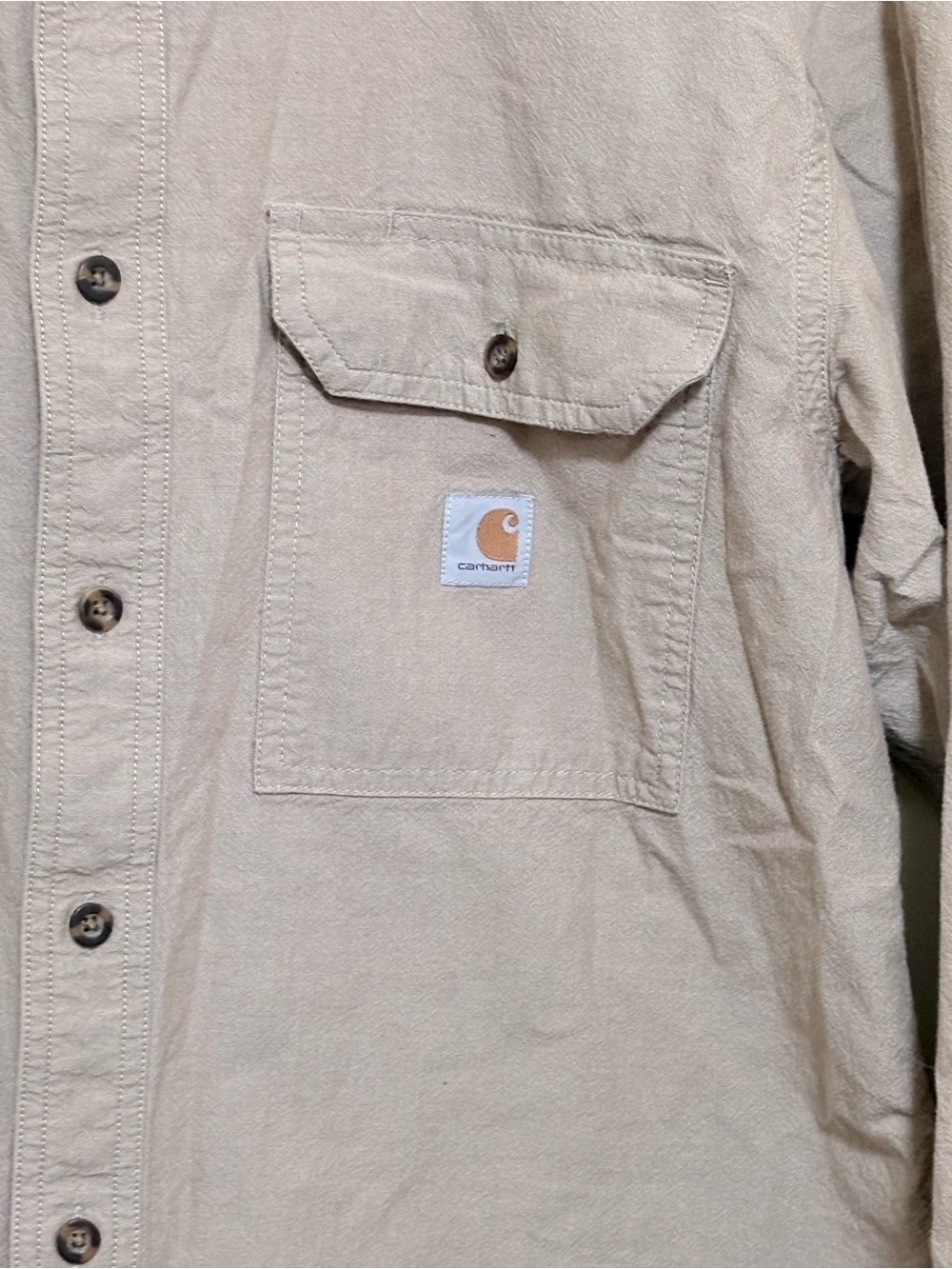 Carhartt loose fit Tan midweight chambray long-sleeve work shirt - Picture 3 of 7